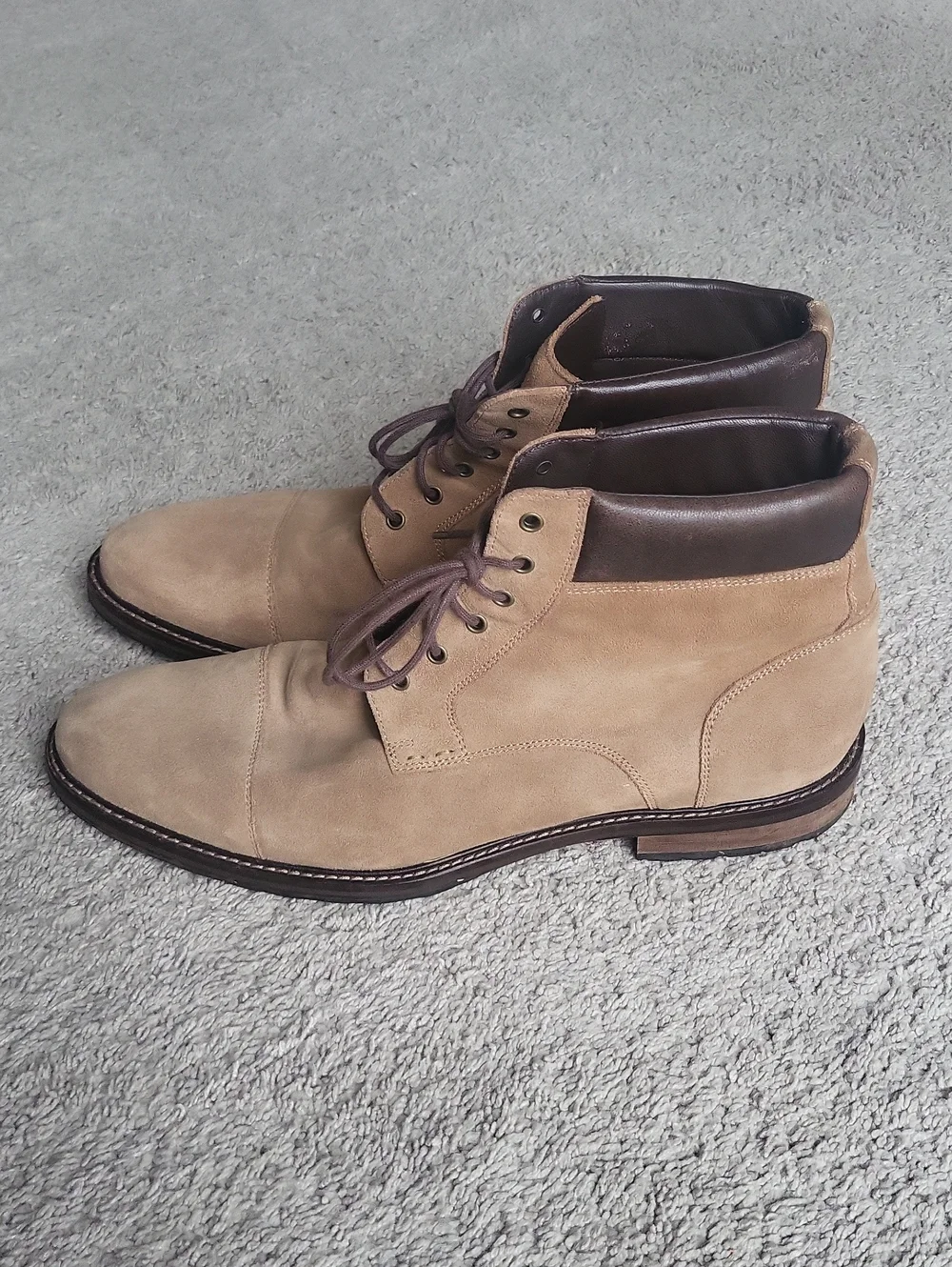 Johnston & Murphy Chukka Boots Mens 11M Tan Suede Cody Cap Toe Lace-Up Ankle